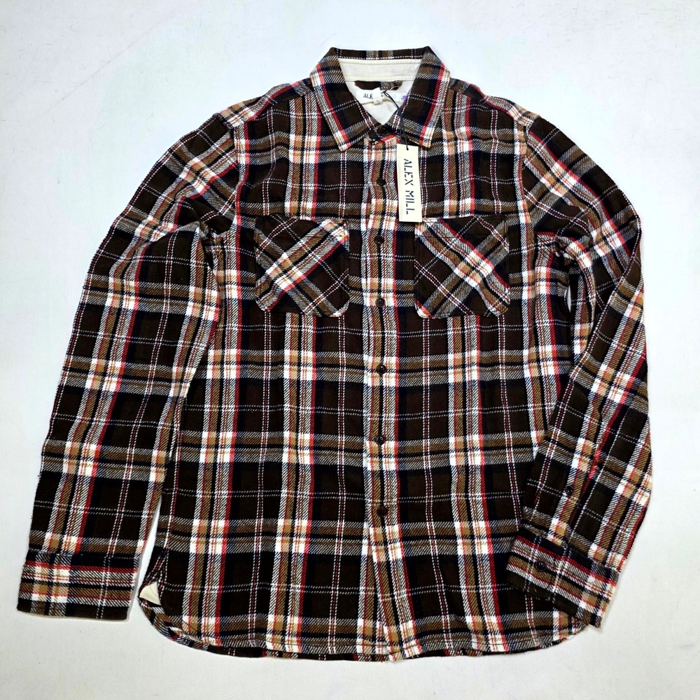 Alex Mill Plaid Button Down Shirt S Brown Long Sleeve Flannel Workwear Casual